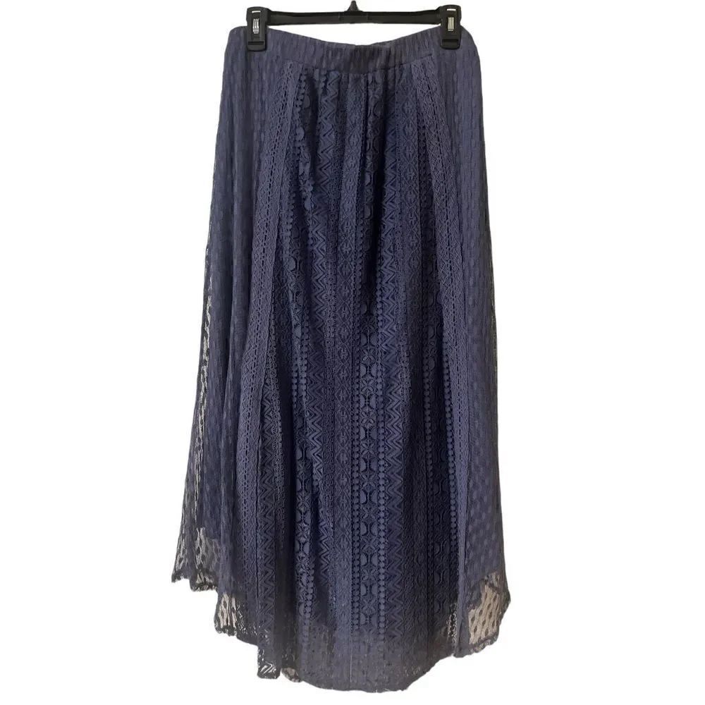 Hazel fairy core maxi skirt slate blue lace sz L
